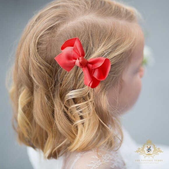 Other - Set of 2 Pretty Girls Hair Bows Grosgrain Ribbon Clips Hair Accessories Fuchsia